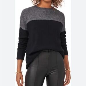 Vince Camuto Gray/Black Colorblock Drop Shoulder Women's Sweater